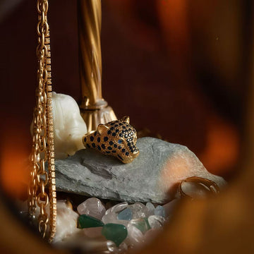Gold-Plated · Sapphire-Eyed Panther Ring