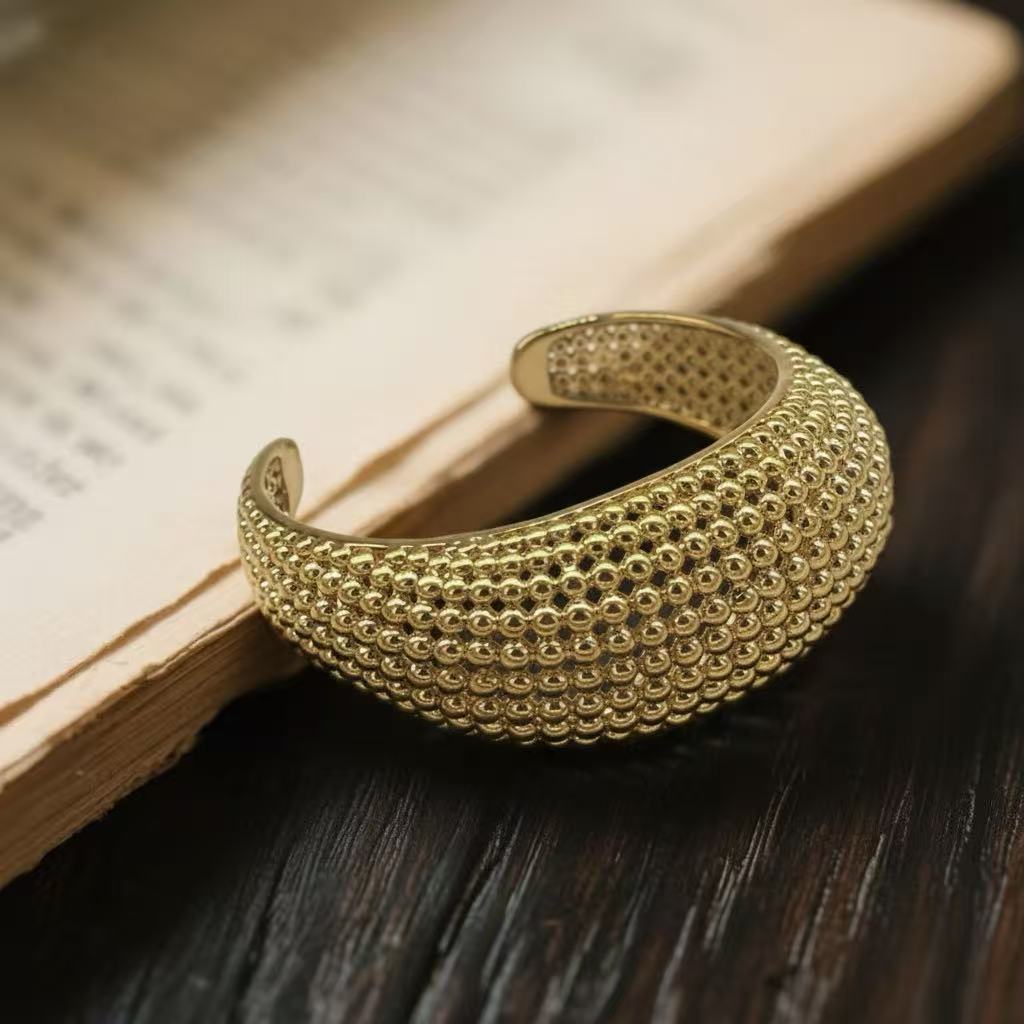 Gold-Plated Granulated Open Cuff