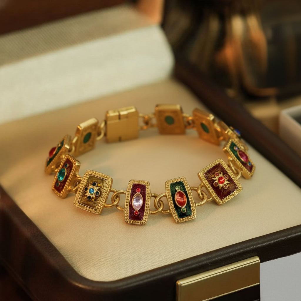 Antique-Gilt · Color Enamel Medallion Bracelet