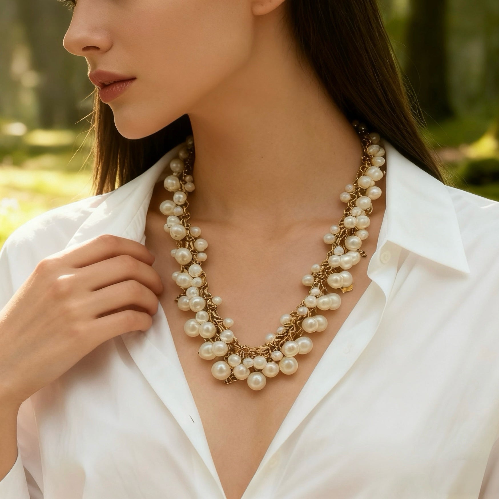 Classic Pearl Flower Necklace