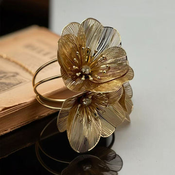 Gold-Plated Triple Floral Rib Cuff