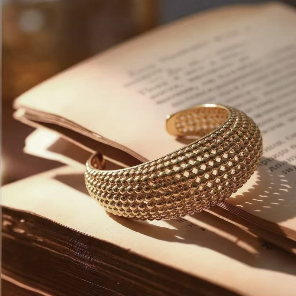 Gold-Plated Granulated Open Cuff