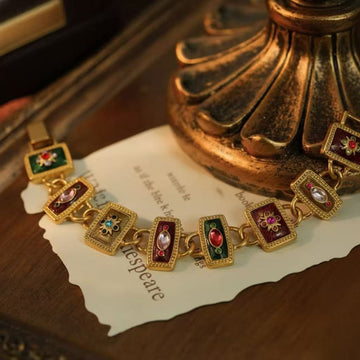Antique-Gilt · Color Enamel Medallion Bracelet