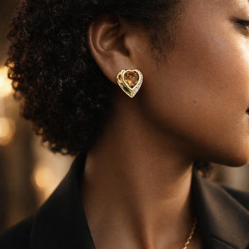 Gilt Heart Smoky Crystal · Pavé Accent Studs