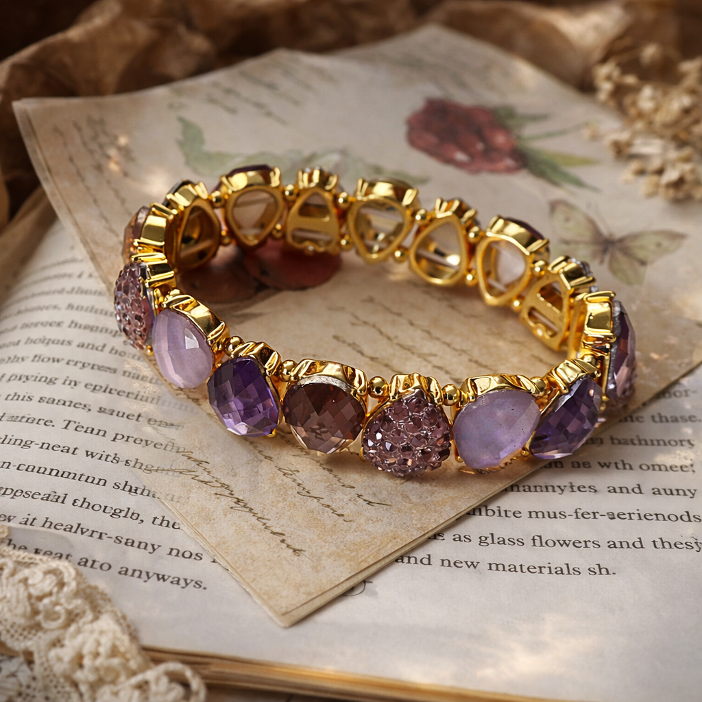 Antique-Gilt Prong-Set · Quad Teardrop Bracelet