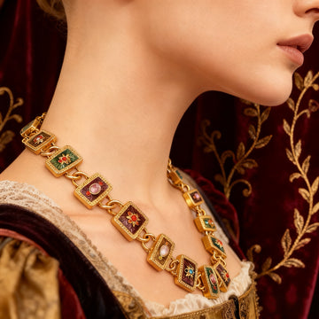 Antique-Gilt · Color Enamel Medallion Necklace