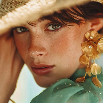 Gilt Wire-Engraved · Crystal-Stamen Cascade Studs