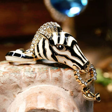 Gold-Plated · Enamel Zebra Pavé Bracelet