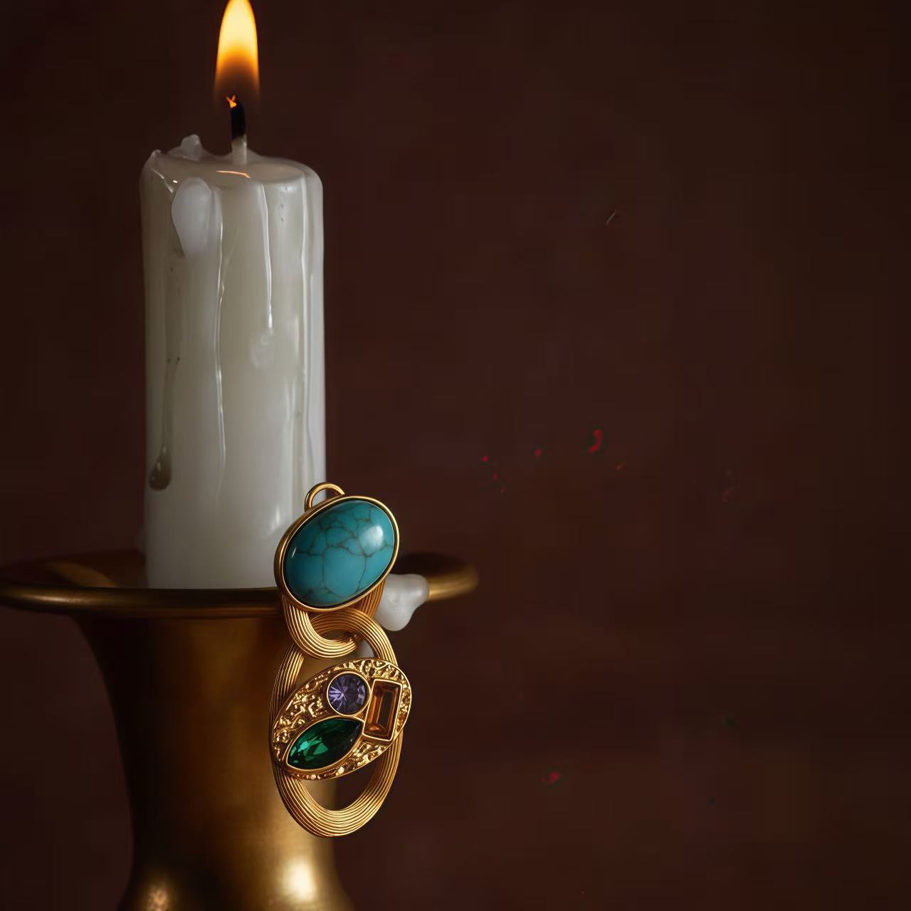 Gold-Plated · Turquoise Multi-Cut Clip Earrings